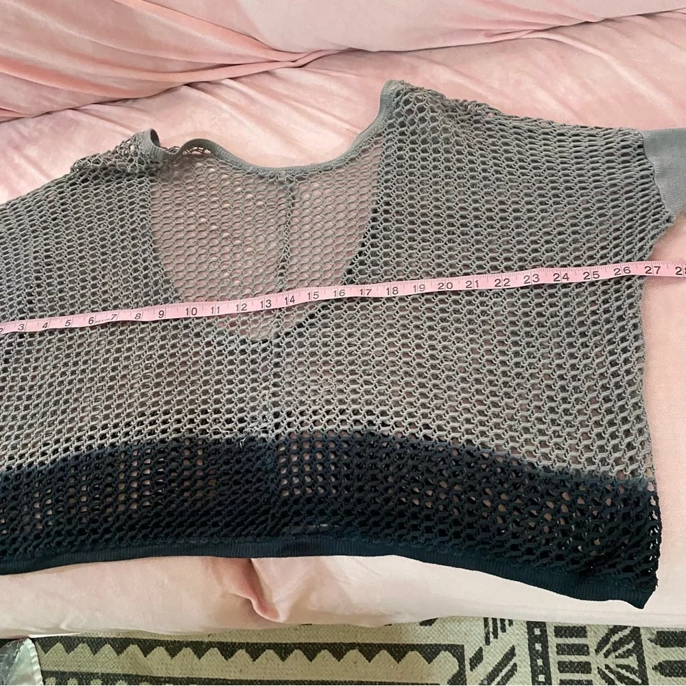 Cool Net Overshirt Sweater Oversized Knit Mesh Thermal Longsleeve Ombré Blouse